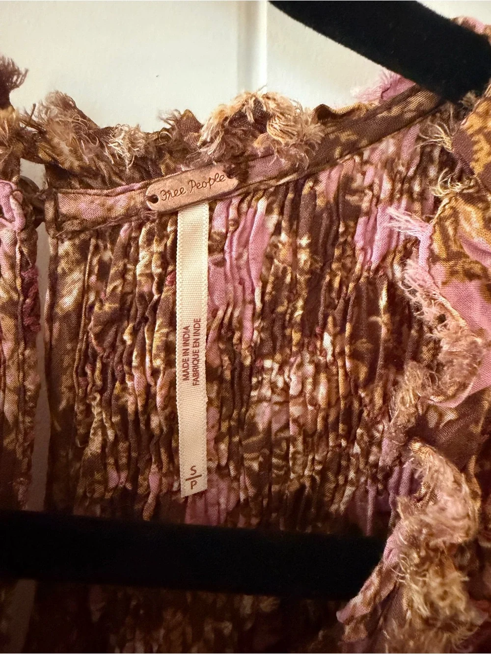 Free People Sleeveless Floral Mini Dress in Pink & Brown